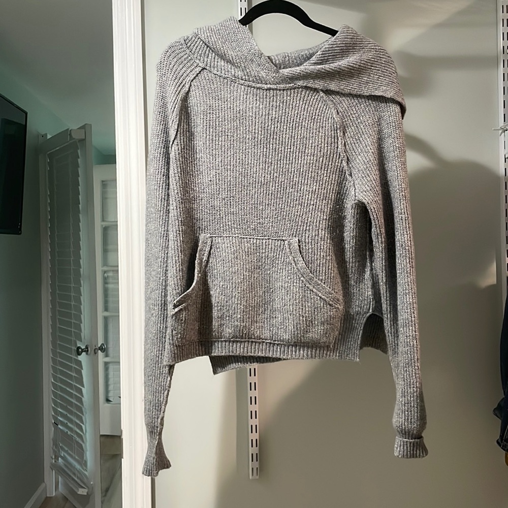 gray free people hooded sweater XS